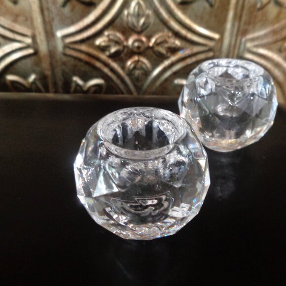 8 Small Glass Candle Holders Round for Taper Candlestick Holders Elegant - Picture 4 of 12